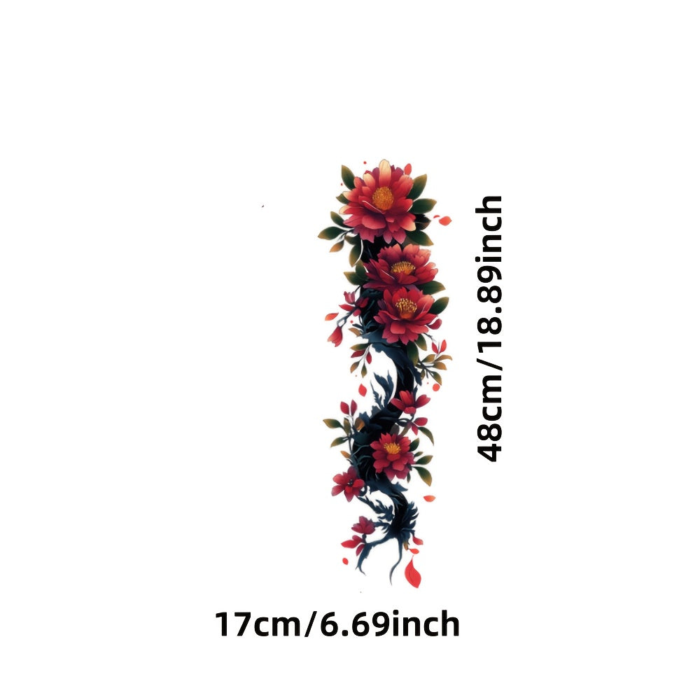 1pc Large size painted semi permanent temporary tattoo stickers Flower and tree branch patterns Arm tattoo Tattoos on the legs Activity Festivals Party exclusive Waterproof temporary tattoo sticker