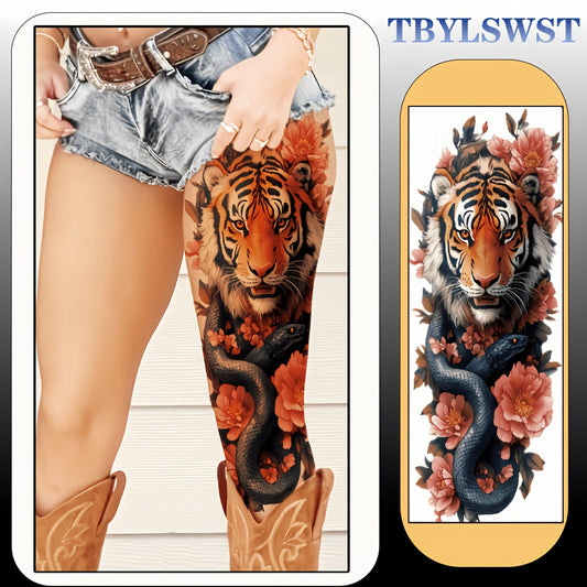 1pc Large size painted semi permanent temporary tattoo stickers Tiger pattern Arm tattoo Tattoos on the legs Activity Festivals Party exclusive Waterproof temporary tattoo sticker