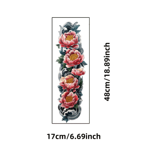 1pc Large size painted semi permanent temporary tattoo stickers Peony pattern Arm tattoo Tattoos on the legs Activity Festivals Party exclusive Waterproof temporary tattoo sticker
