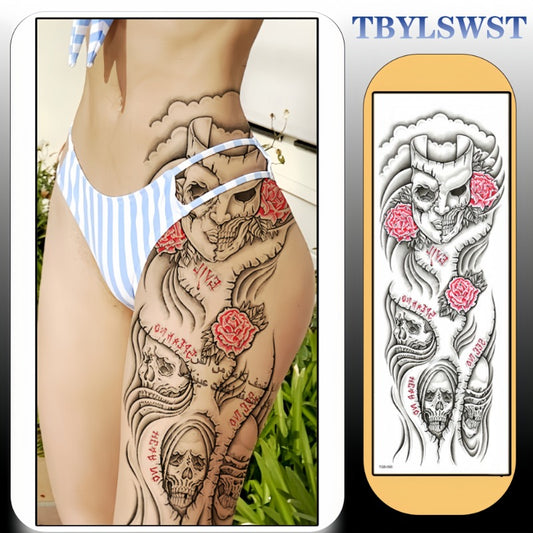 1pc Large scale painted semi permanent temporary tattoo with puppet pattern Arm tattoo Tattoos on the legs Activity Festivals Party exclusive Waterproof temporary tattoo stickeri