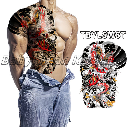 1pc Large size temporary dragon back tattoo sticker, waterproof arm and leg dragon tattoo sticker