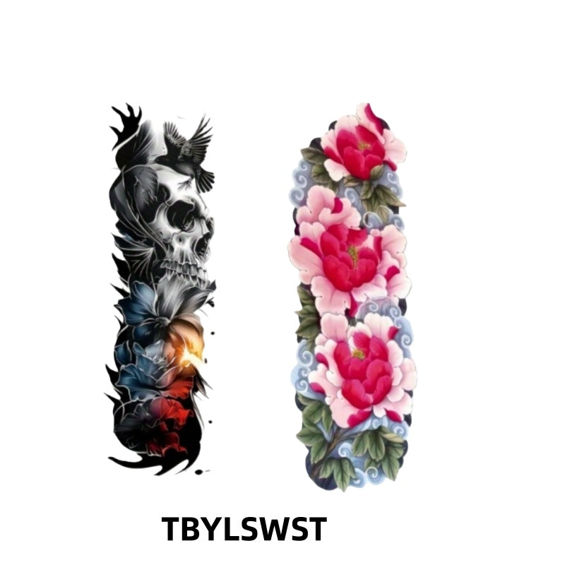 2pcs Large sized crow Flower painting temporary tattoo stickers Arm Legs Waterproof tattoo sticker on the buttocks Activity Festivals Party scene usage