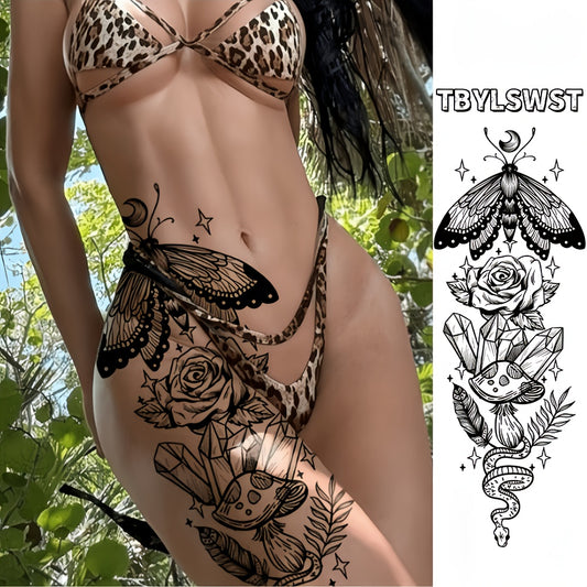 1pc The new oversized size butterfly. snake. Temporary leg tattoo stickers are waterproof. holiday. party. Couples available