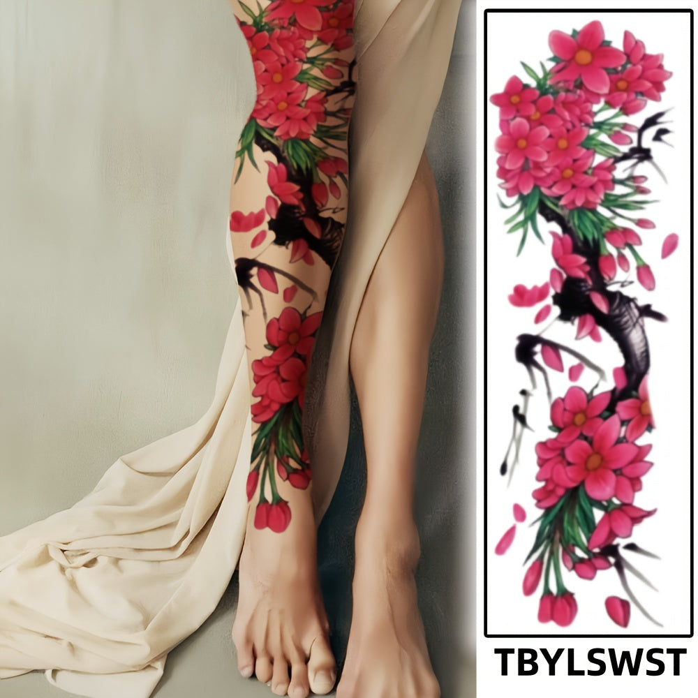 1pc Painted large size. Branches and flowers. Sexy women temporary tattoo paste. Leg. arm. Event party. Holiday only