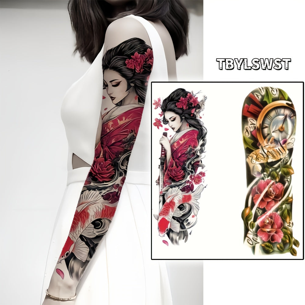 2pcs Large size Flower painting temporary tattoo stickers Arm Legs Back Waterproof tattoo sticker on the buttocks Activity Festivals Party scene usage