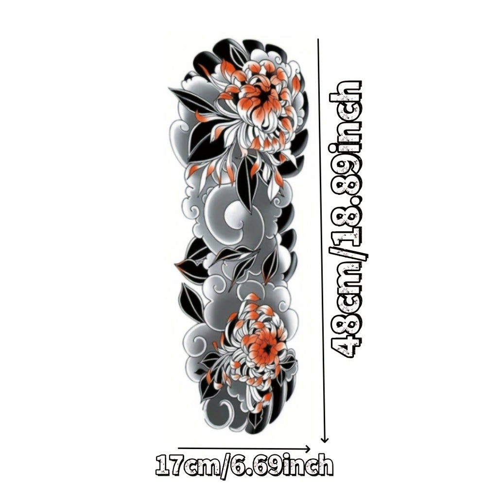 1pc The new oversized size is black and red chrysanthemum. Temporary leg tattoo stickers are waterproof. holiday. party. Couples available