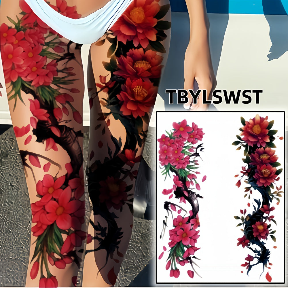 2pcs Large size flower painting temporary tattoo stickers Arm Legs Waterproof tattoo sticker on the buttocks Activity Festivals Party scene usage