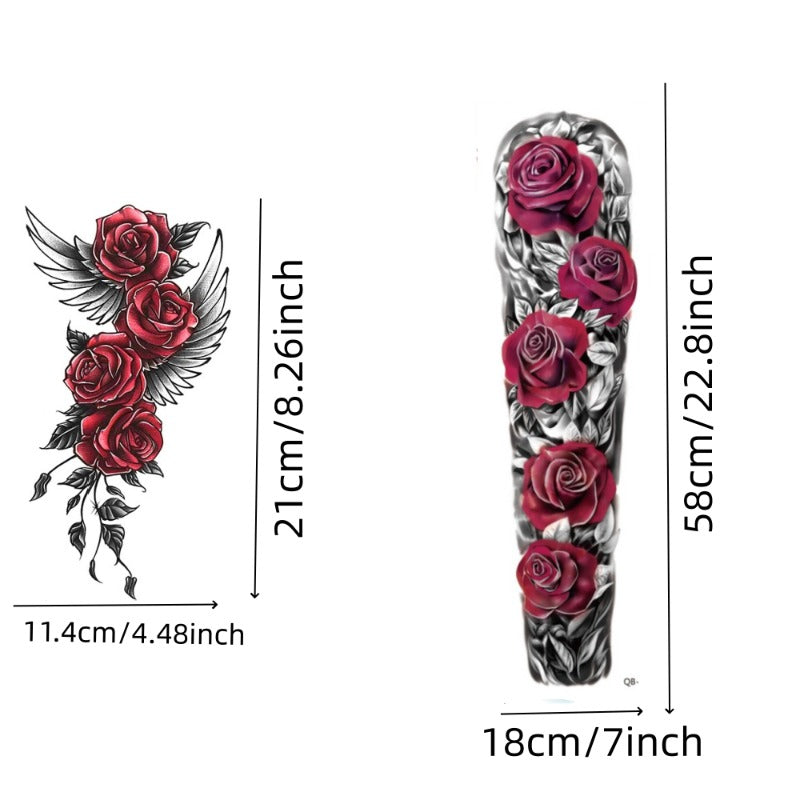 2pcs Large size Flower painting temporary tattoo stickers Arm Legs Back Waterproof tattoo sticker on the buttocks Activity Festivals Party scene usage
