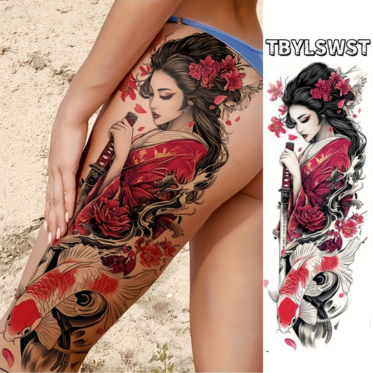 1pc Large size temporary tattoo stickers with painted Japanese patterns Arm Waterproof tattoo stickers for legs Event, Festival, Party Exclusive