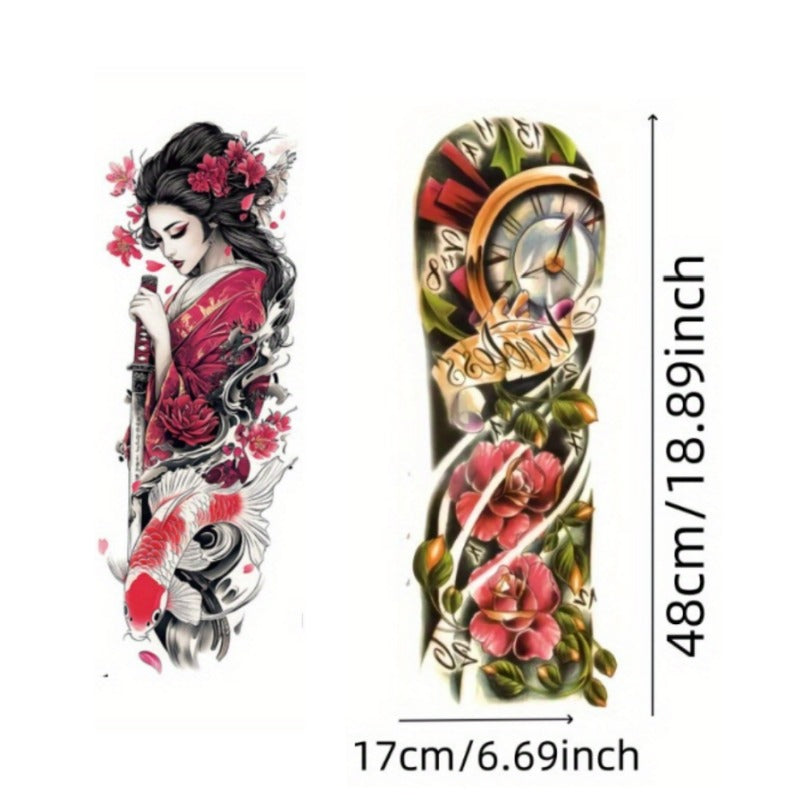 2pcs Large size Flower painting temporary tattoo stickers Arm Legs Back Waterproof tattoo sticker on the buttocks Activity Festivals Party scene usage