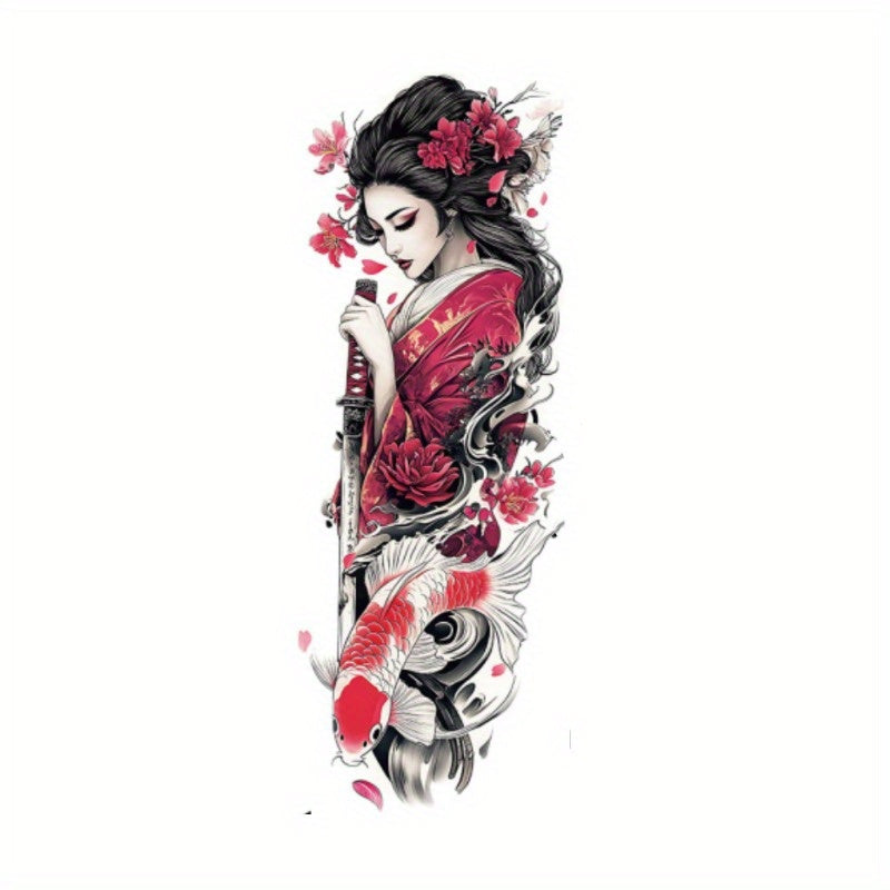 1pc Large size temporary tattoo stickers with painted Japanese patterns Arm Waterproof tattoo stickers for legs Event, Festival, Party Exclusive