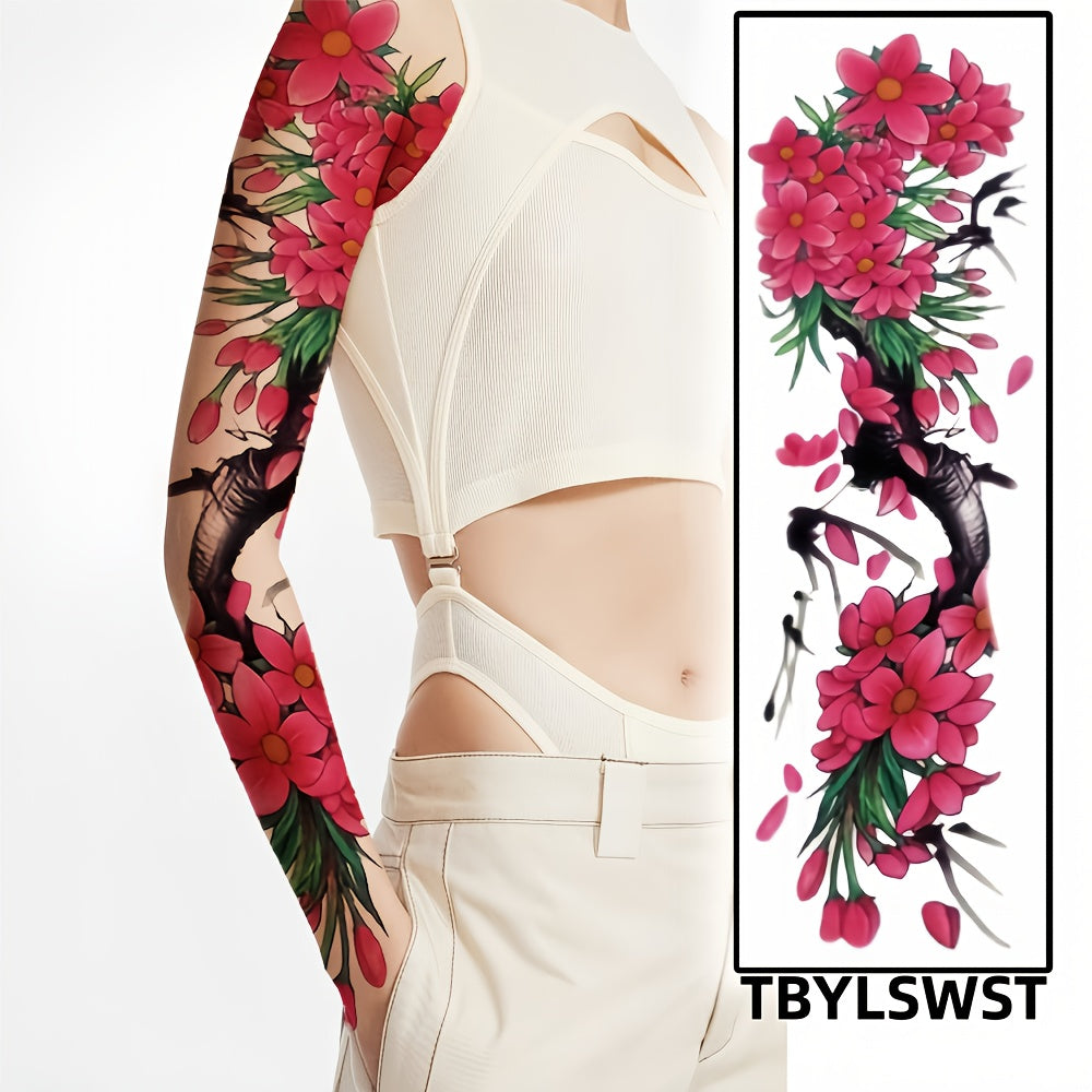 1pc Painted large size. Branches and flowers. Sexy women temporary tattoo paste. Leg. arm. Event party. Holiday only