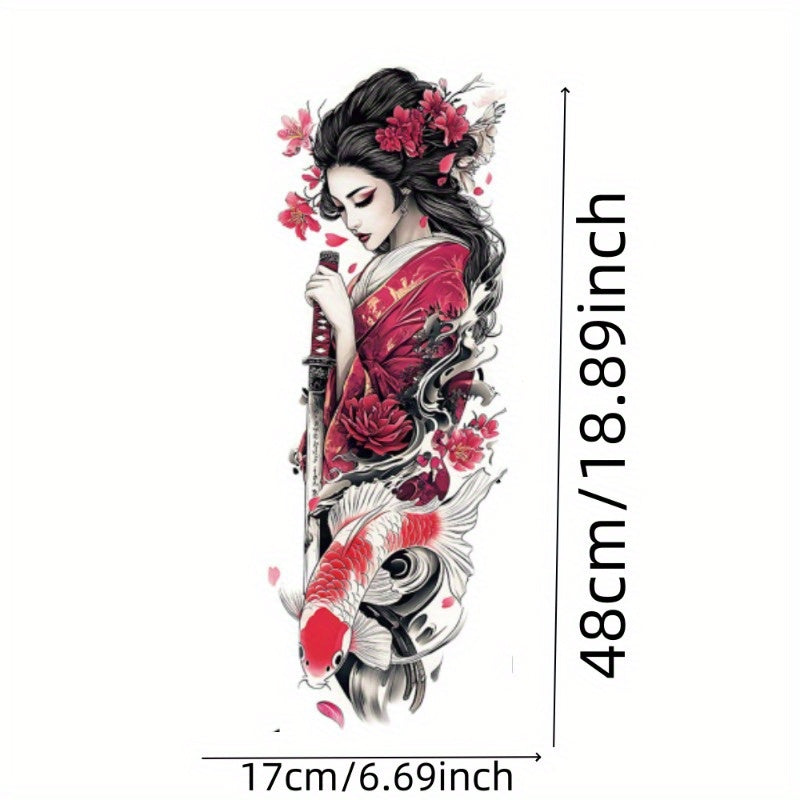 1pc Large size temporary tattoo stickers with painted Japanese patterns Arm Waterproof tattoo stickers for legs Event, Festival, Party Exclusive