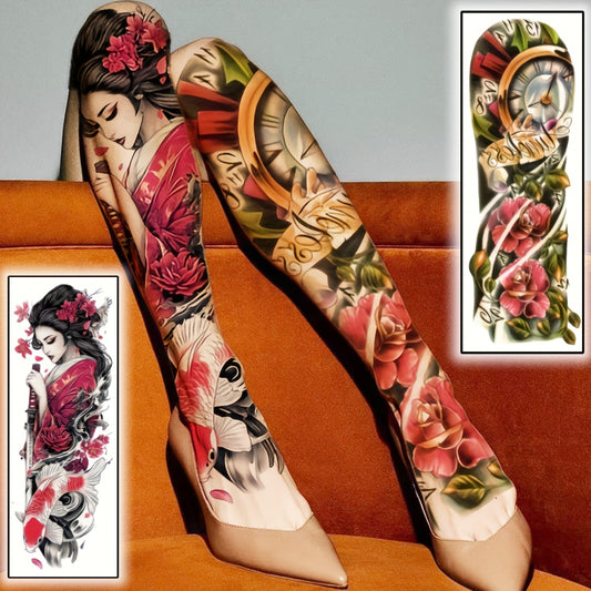 2pcs Large size Flower painting temporary tattoo stickers Arm Legs Back Waterproof tattoo sticker on the buttocks Activity Festivals Party scene usage