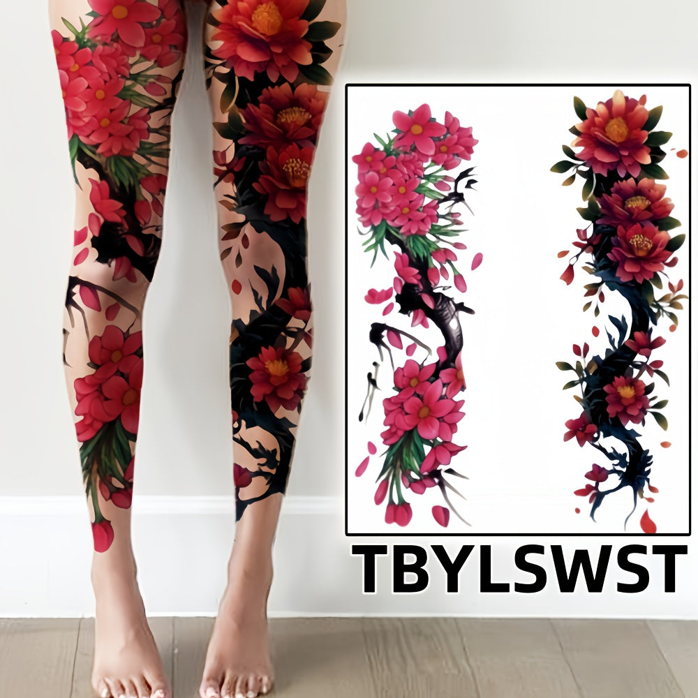 2pcs Large size flower painting temporary tattoo stickers Arm Legs Waterproof tattoo sticker on the buttocks Activity Festivals Party scene usage