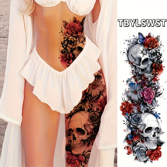 1pc Large size feather flower painting temporary tattoo sticker Arm Legs Waterproof tattoo sticker on the buttocks Activity Festivals Party scene usage