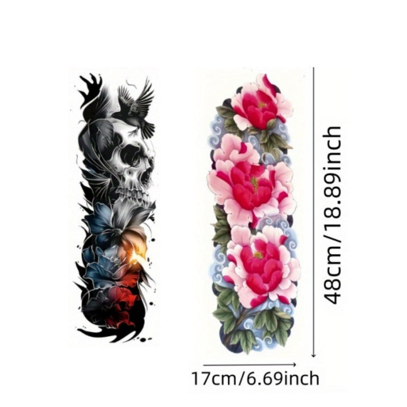 2pcs Large sized crow Flower painting temporary tattoo stickers Arm Legs Waterproof tattoo sticker on the buttocks Activity Festivals Party scene usage