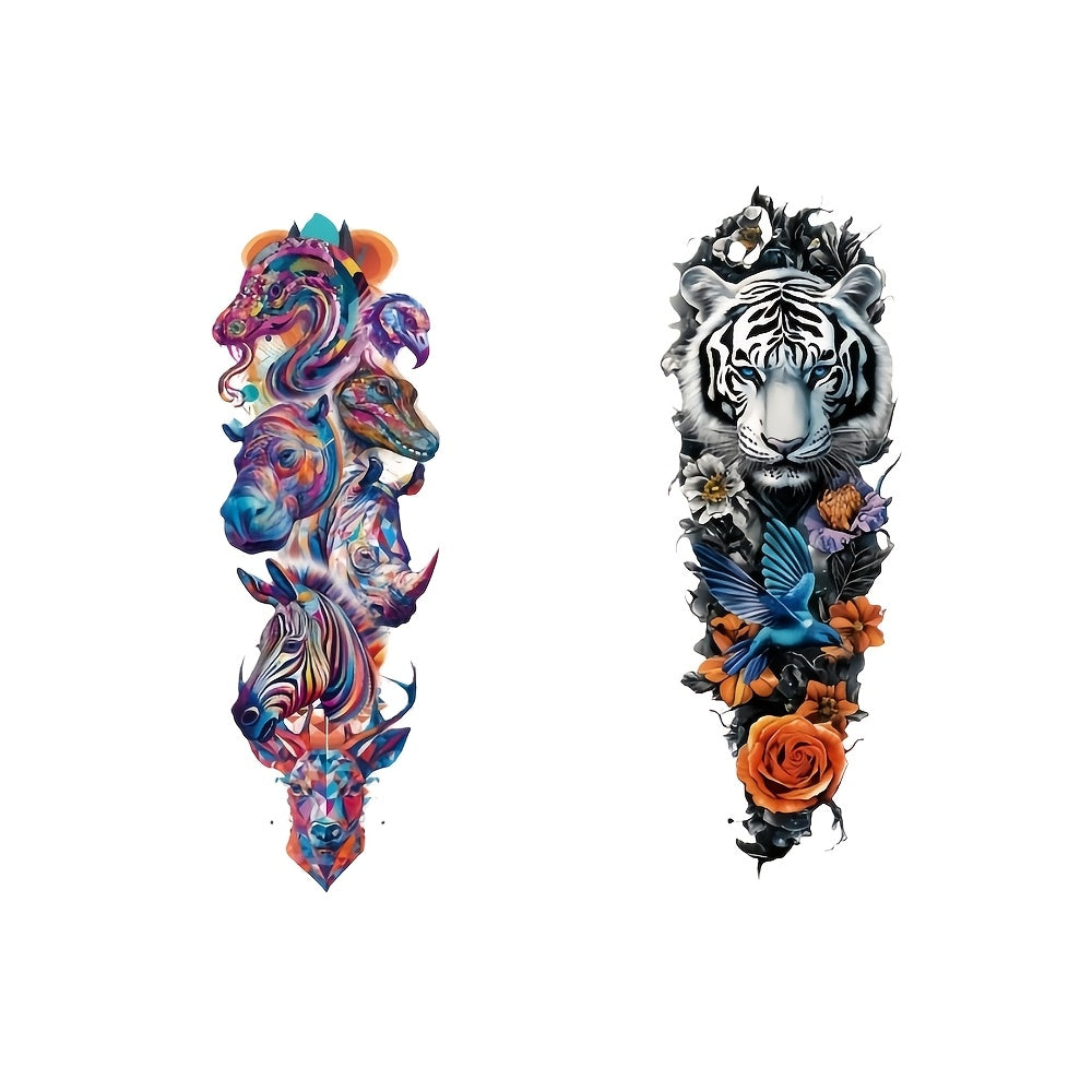 2pcs Large animals Tiger painted temporary tattoo sticker Arm Legs Waterproof tattoo sticker on the buttocks Activity Festivals Party scene usage