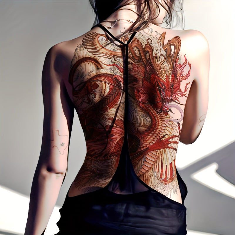 1pc Large size feather flower painting temporary tattoo sticker Arm Legs Waterproof tattoo sticker on the buttocks Activity Festivals Party scene usage