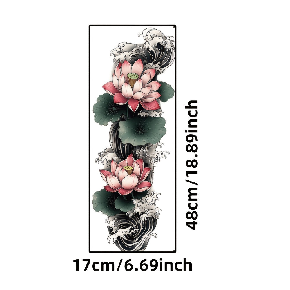 1pc Large size painted semi permanent temporary tattoo stickers Lotus pattern Arm tattoo Tattoos on the legs Activity Festivals Party exclusive Waterproof temporary tattoo sticker