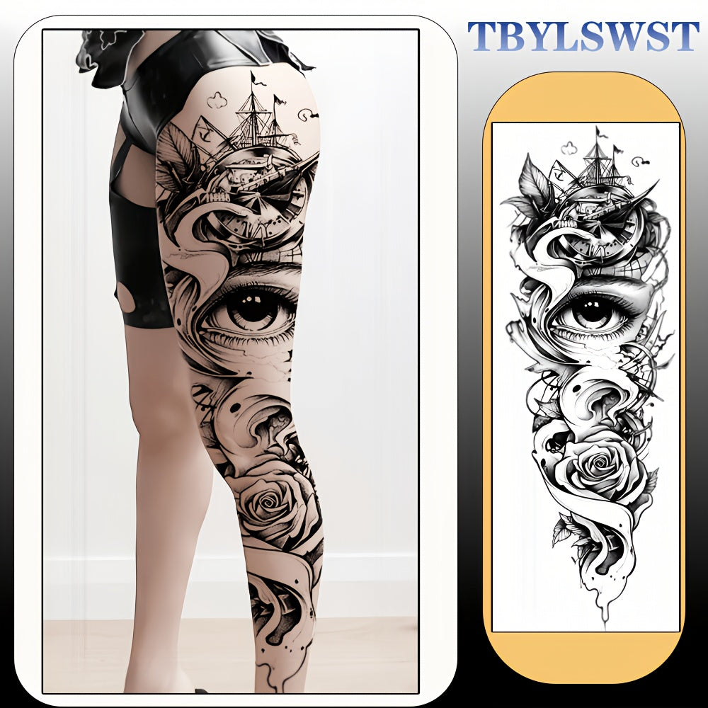 1pc Large size painted semi permanent temporary tattoo stickers Pirate Eye pattern Arm tattoo Tattoos on the legs Activity Festivals Party exclusive Waterproof temporary tattoo sticker