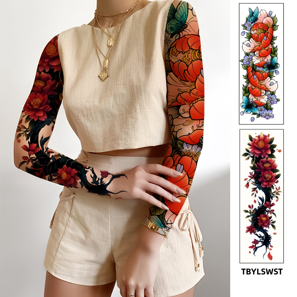 2pcs Large size flower painting temporary tattoo stickers Arm Legs Waterproof tattoo sticker on the buttocks Activity Festivals Party scene usage