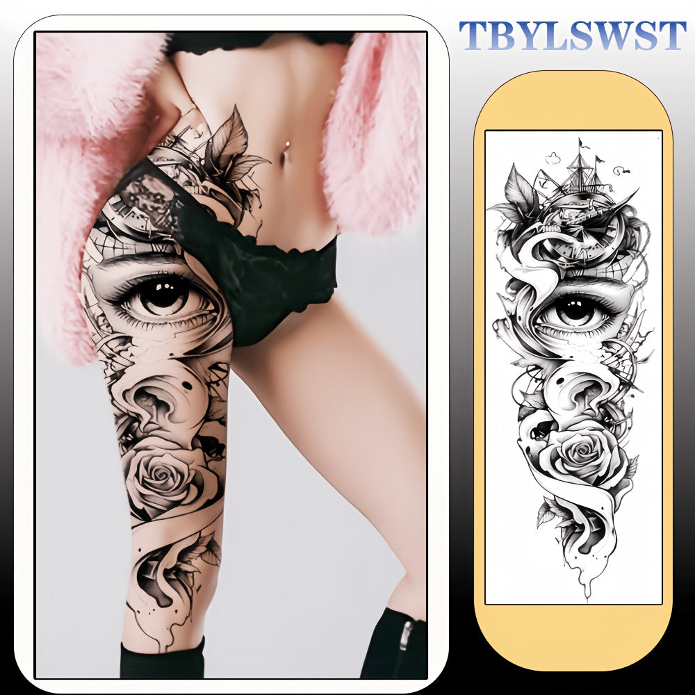 1pc Large size painted semi permanent temporary tattoo stickers Pirate Eye pattern Arm tattoo Tattoos on the legs Activity Festivals Party exclusive Waterproof temporary tattoo sticker