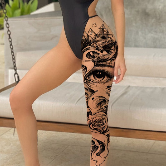 1pc Large size painted semi permanent temporary tattoo stickers Pirate Eye pattern Arm tattoo Tattoos on the legs Activity Festivals Party exclusive Waterproof temporary tattoo sticker