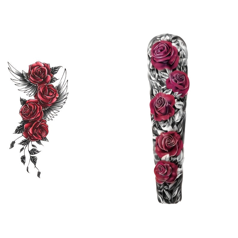 2pcs Large size Flower painting temporary tattoo stickers Arm Legs Back Waterproof tattoo sticker on the buttocks Activity Festivals Party scene usage