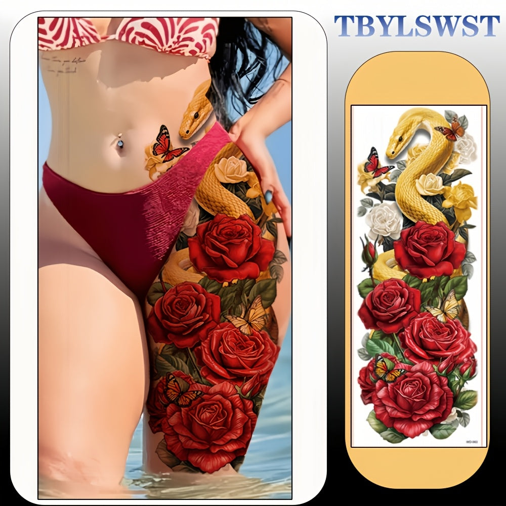 1PC large-sized painted semi permanent temporary tattoo sticker Snake pattern Arm tattoo Tattoos on the legs Activity Festivals Party exclusive Waterproof temporary tattoo sticker
