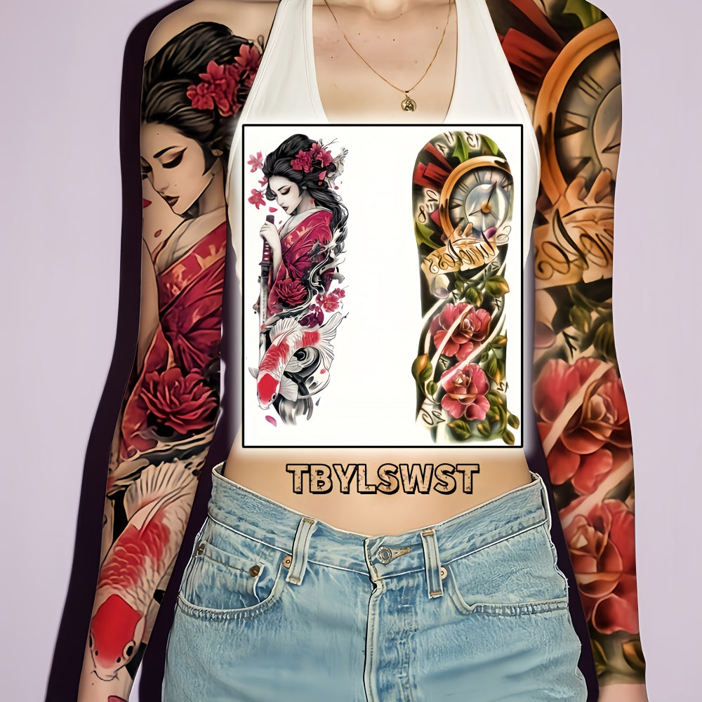 2pcs Large size Flower painting temporary tattoo stickers Arm Legs Back Waterproof tattoo sticker on the buttocks Activity Festivals Party scene usage