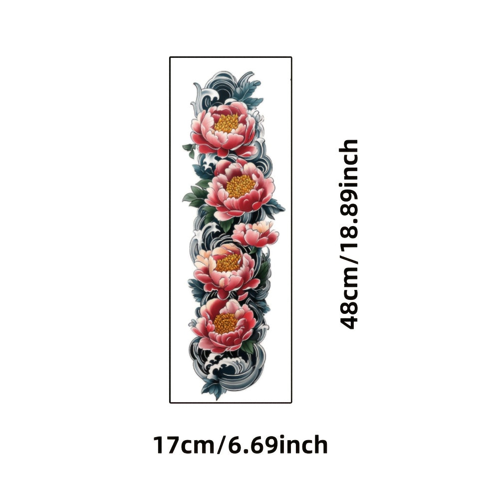 1pc Large size painted semi permanent temporary tattoo stickers Peony pattern Arm tattoo Tattoos on the legs Activity Festivals Party exclusive Waterproof temporary tattoo sticker