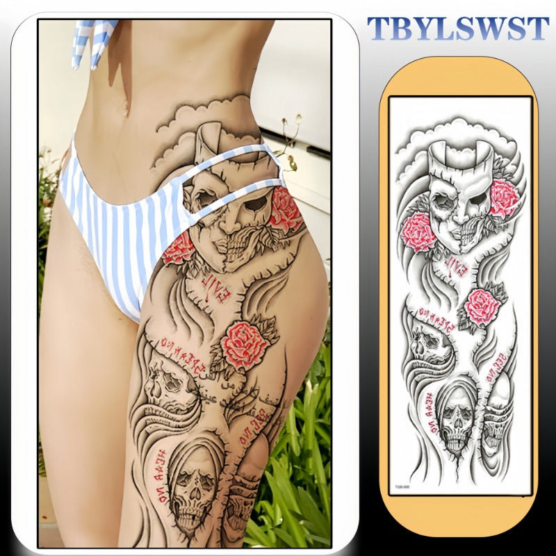 1pc Large scale painted semi permanent temporary tattoo with puppet pattern Arm tattoo Tattoos on the legs Activity Festivals Party exclusive Waterproof temporary tattoo stickeri