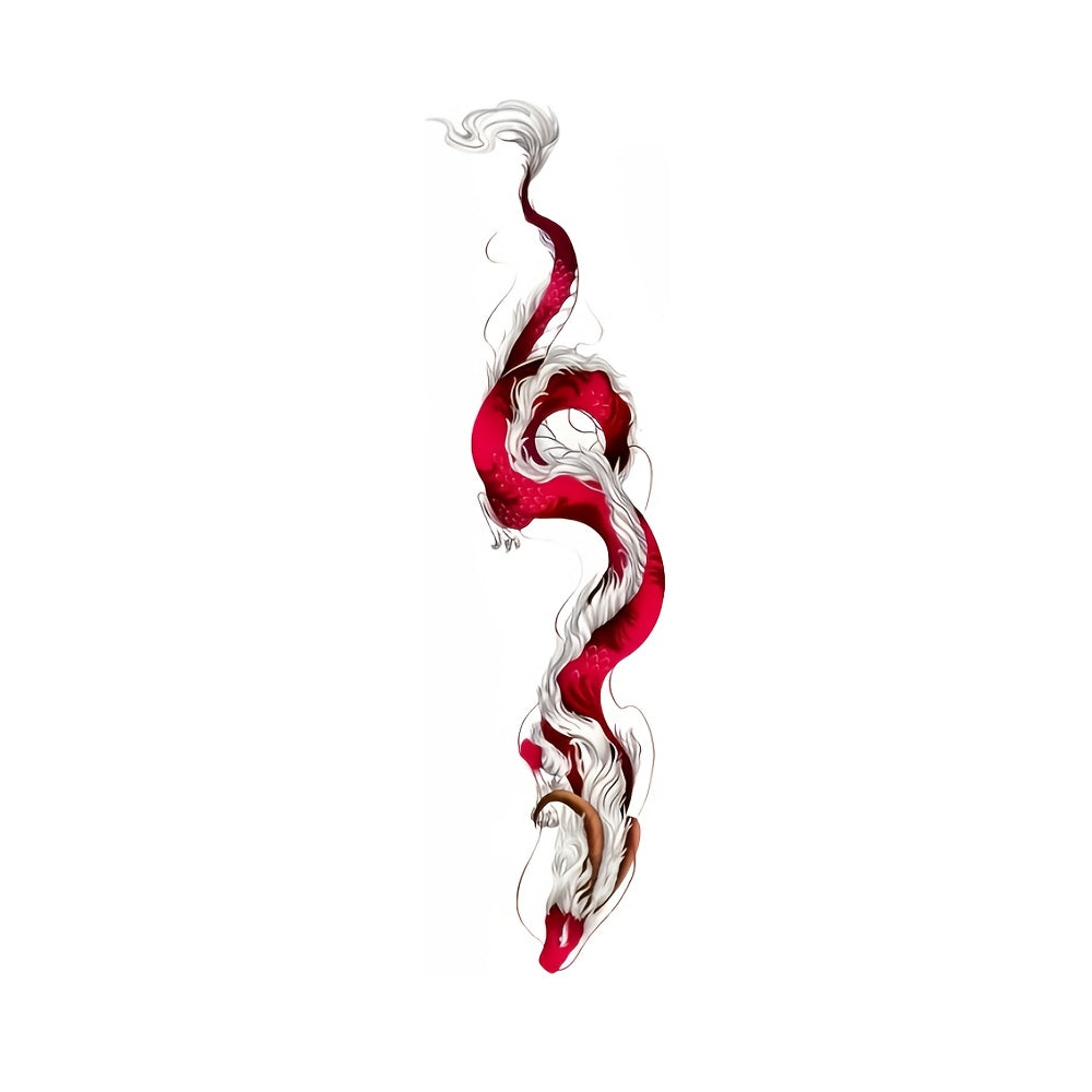 1pc New Large Size Red Dragon Sexy Women's Temporary Tattoo Stickers, Red Dragon Charming Waterproof Half Permanent Tattoo Stickers for Arms and Legs