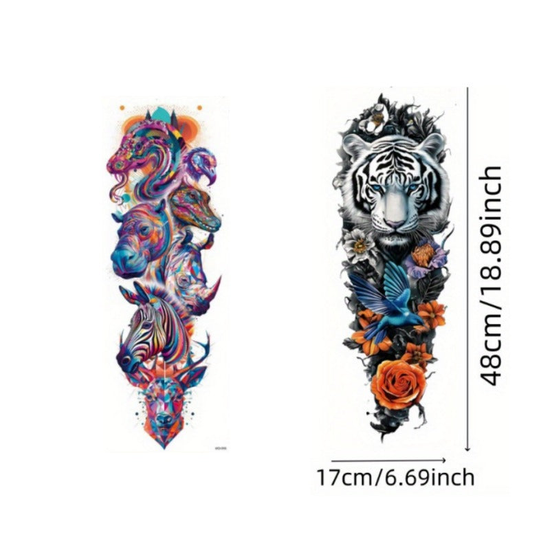 2pcs Large animals Tiger painted temporary tattoo sticker Arm Legs Waterproof tattoo sticker on the buttocks Activity Festivals Party scene usage
