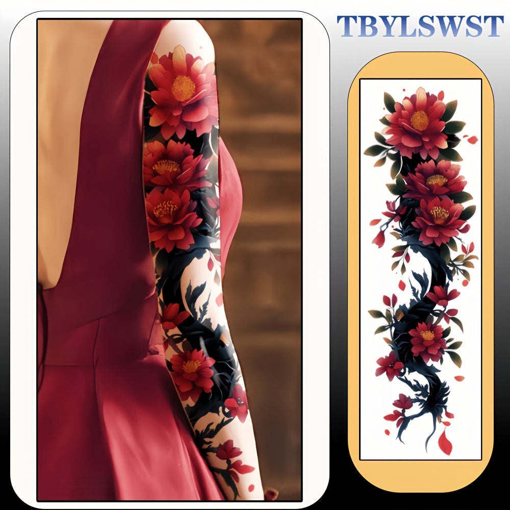 1pc Large size painted semi permanent temporary tattoo stickers Flower and tree branch patterns Arm tattoo Tattoos on the legs Activity Festivals Party exclusive Waterproof temporary tattoo sticker