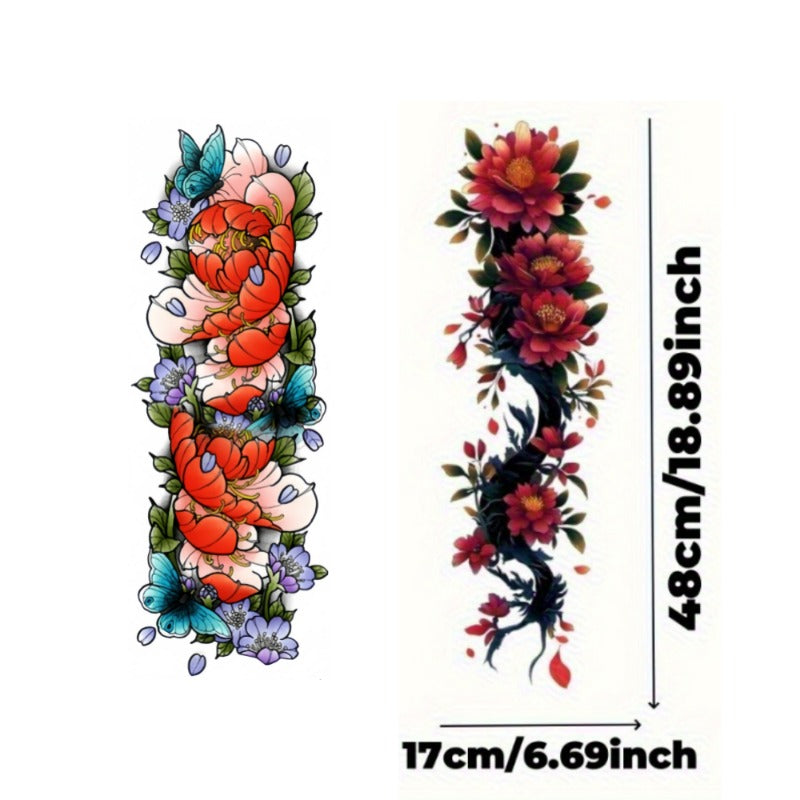 2pcs Large size flower painting temporary tattoo stickers Arm Legs Waterproof tattoo sticker on the buttocks Activity Festivals Party scene usage