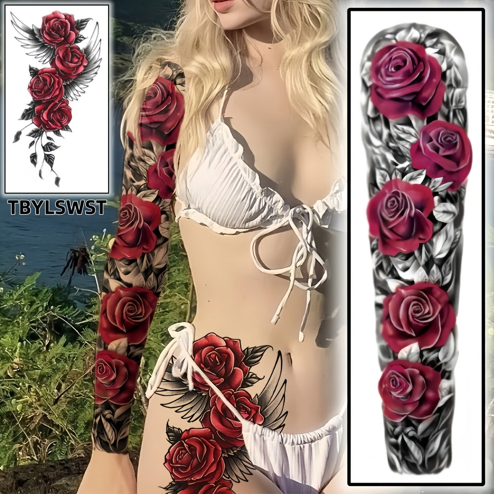 2pcs Large size Flower painting temporary tattoo stickers Arm Legs Back Waterproof tattoo sticker on the buttocks Activity Festivals Party scene usage