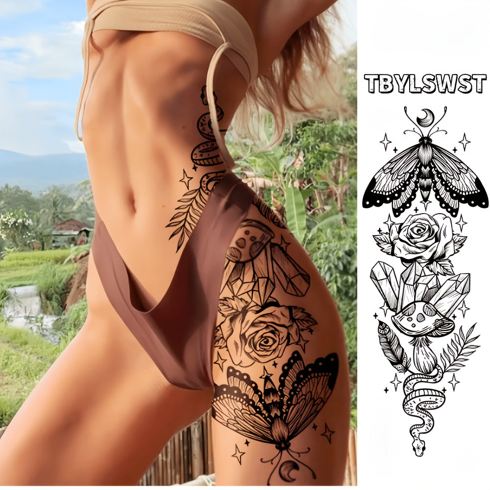 1pc The new oversized size butterfly. snake. Temporary leg tattoo stickers are waterproof. holiday. party. Couples available