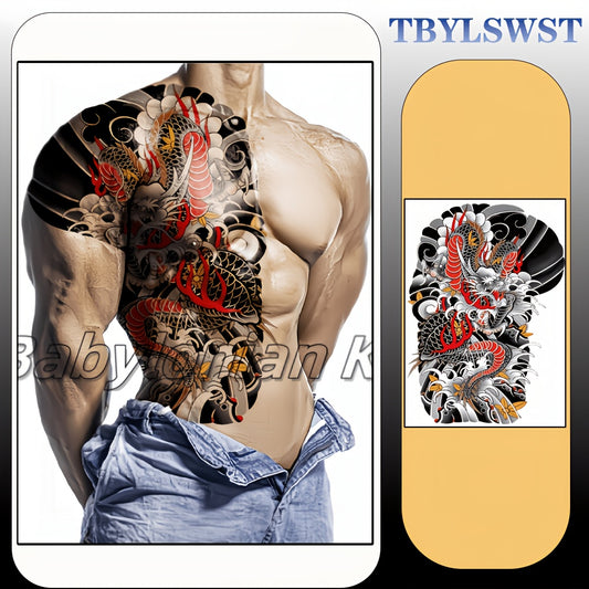 1pc Large size temporary dragon back tattoo sticker, waterproof arm and leg dragon tattoo sticker