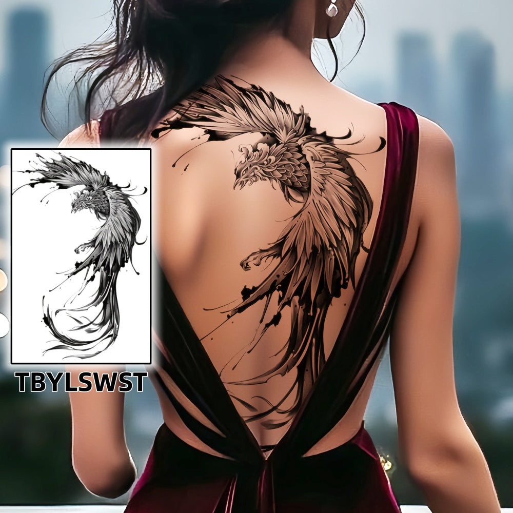 1PC Full Back Temporary Tattoo Sticker Phoenix Tattoo Sticker Herbal Waterproof Tattoo