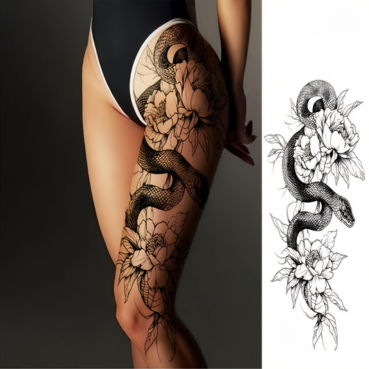 1pc Large size back. arm. Leg. Temporary tattoo stickers. flowers. Snake pattern. activities. party. Available during holidays