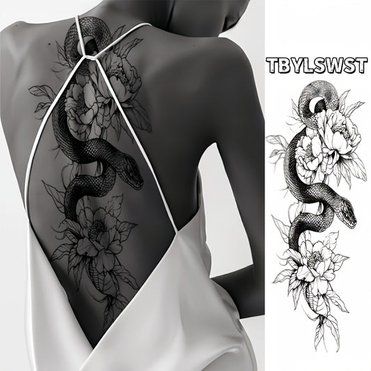 1pc Large size back. arm. Leg. Temporary tattoo stickers. flowers. Snake pattern. activities. party. Available during holidays