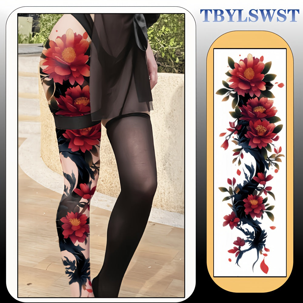 1pc Large size painted semi permanent temporary tattoo stickers Flower and tree branch patterns Arm tattoo Tattoos on the legs Activity Festivals Party exclusive Waterproof temporary tattoo sticker