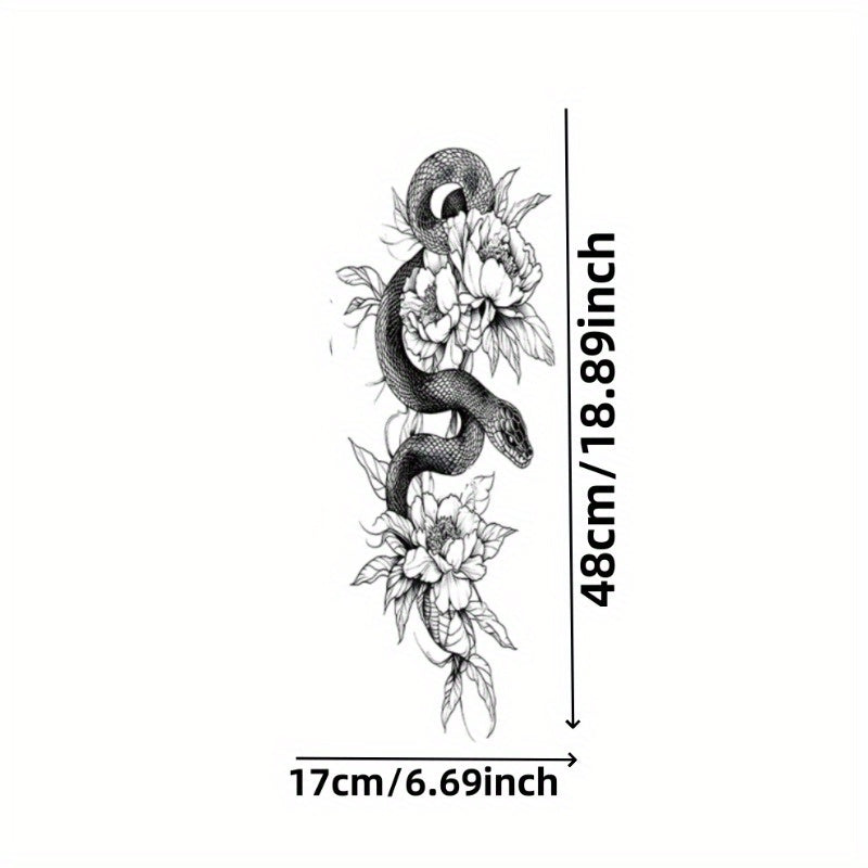 1pc Large size back. arm. Leg. Temporary tattoo stickers. flowers. Snake pattern. activities. party. Available during holidays