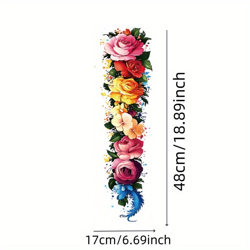 1pc Large size feather flower painting temporary tattoo sticker Arm Legs Waterproof tattoo sticker on the buttocks Activity Festivals Party scene usage