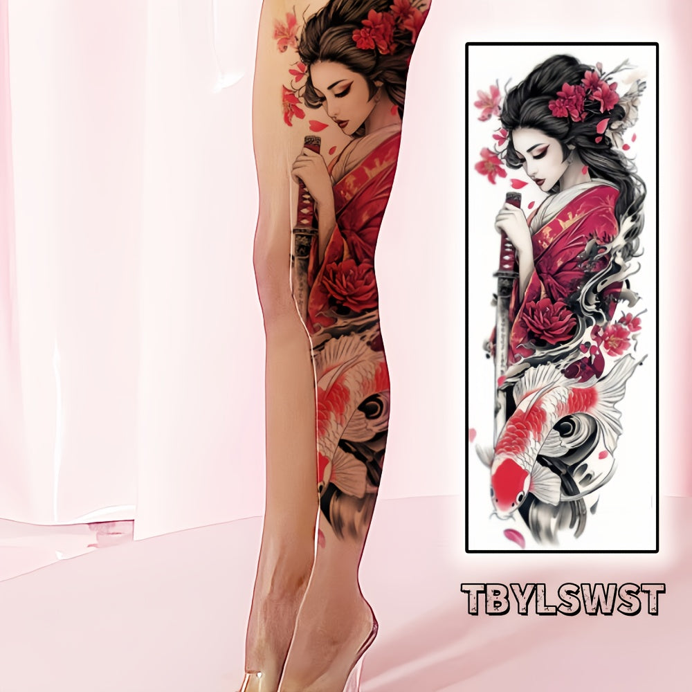 1pc Large size temporary tattoo stickers with painted Japanese patterns Arm Waterproof tattoo stickers for legs Event, Festival, Party Exclusive