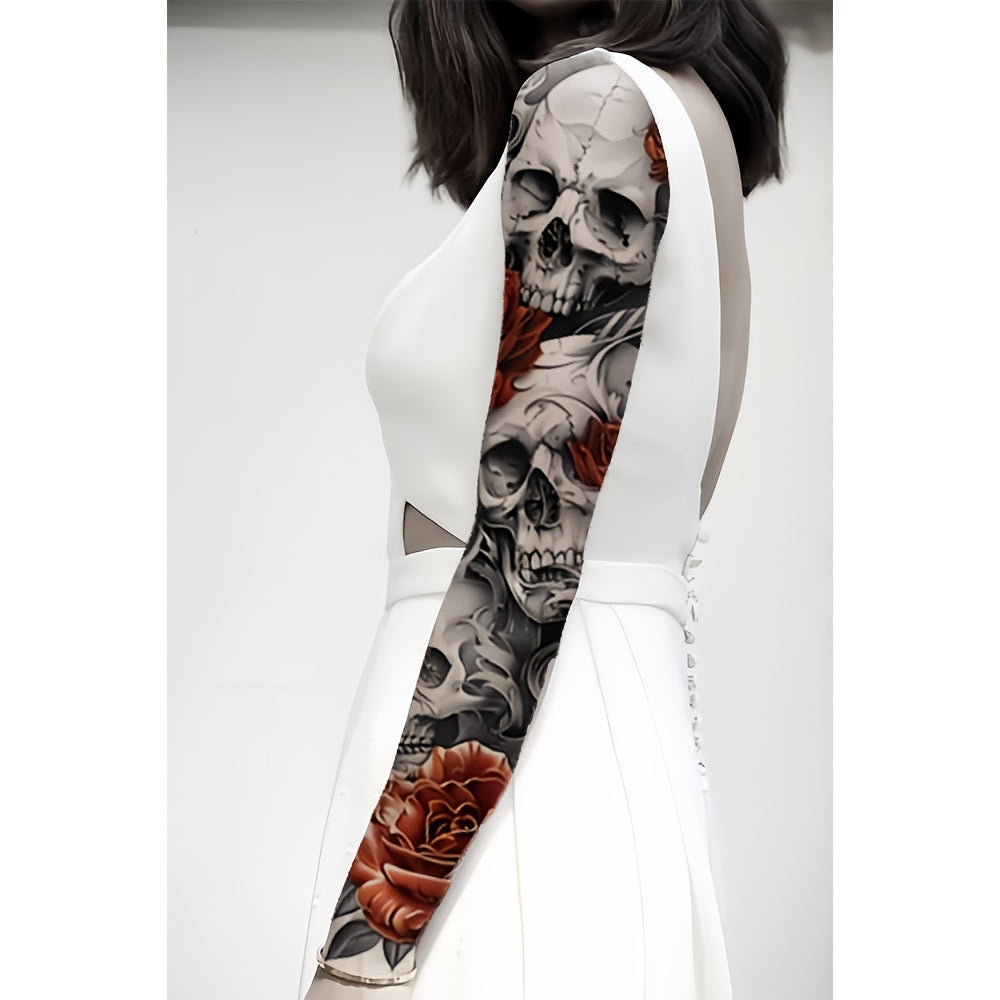 2pcs Large sized floral skeletons Paint temporary tattoo stickers Arm Legs Waterproof tattoo sticker on the buttocks Activity Festivals Party scene usage