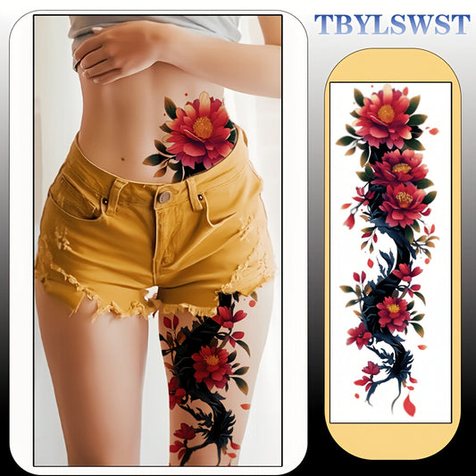 1pc Large size painted semi permanent temporary tattoo stickers Flower and tree branch patterns Arm tattoo Tattoos on the legs Activity Festivals Party exclusive Waterproof temporary tattoo sticker