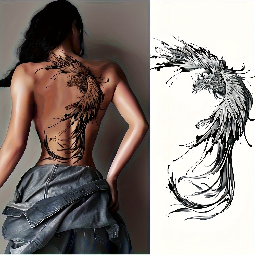 1PC Full Back Temporary Tattoo Sticker Phoenix Tattoo Sticker Herbal Waterproof Tattoo